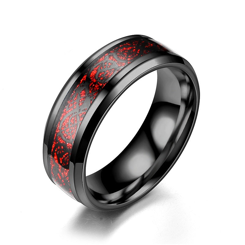 popular jewelry, dragon pattern ring, trendy versatile titanium steel ring, wholesale of European and American fashion men's rings