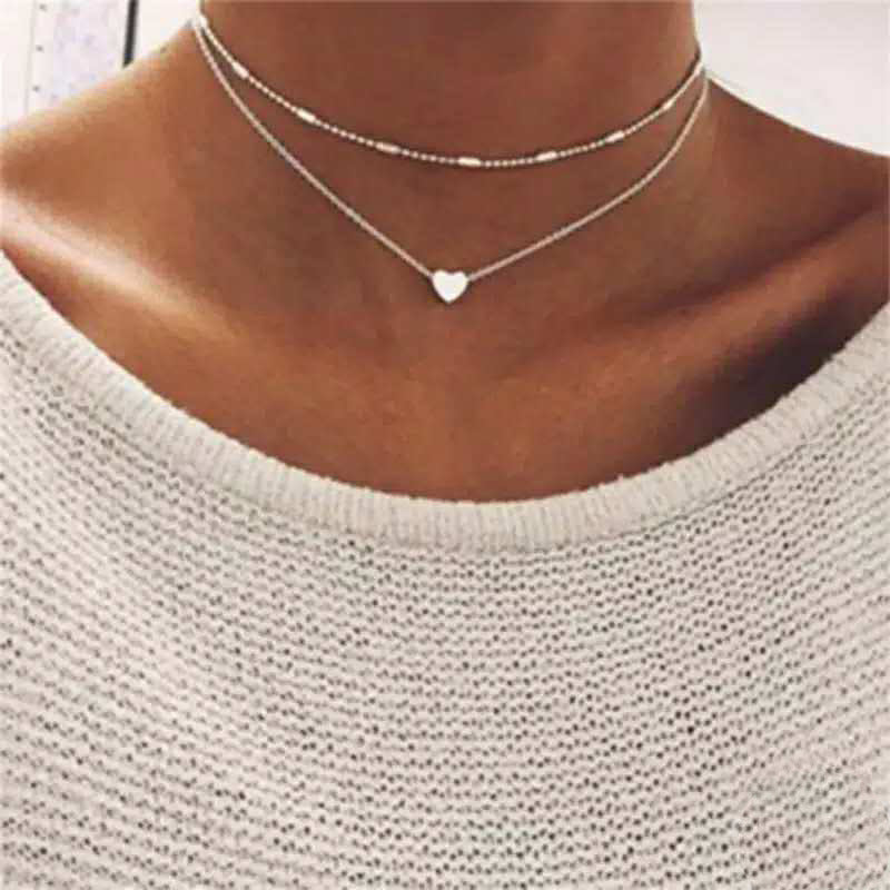 alloy multi-layer necklace, hip-hop style, stars, moon pendant, fashion temperament, human avatar collarbone chain explosion