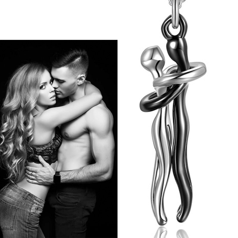 Original couple hug pendant necklace female black fashion pendant couple necklace lover witness jewelry wholesale