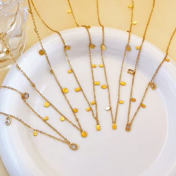 European and American versatile titanium steel necklace women's light luxury niche design sense collarbone chain sweater chain 2021 new trendy accessories