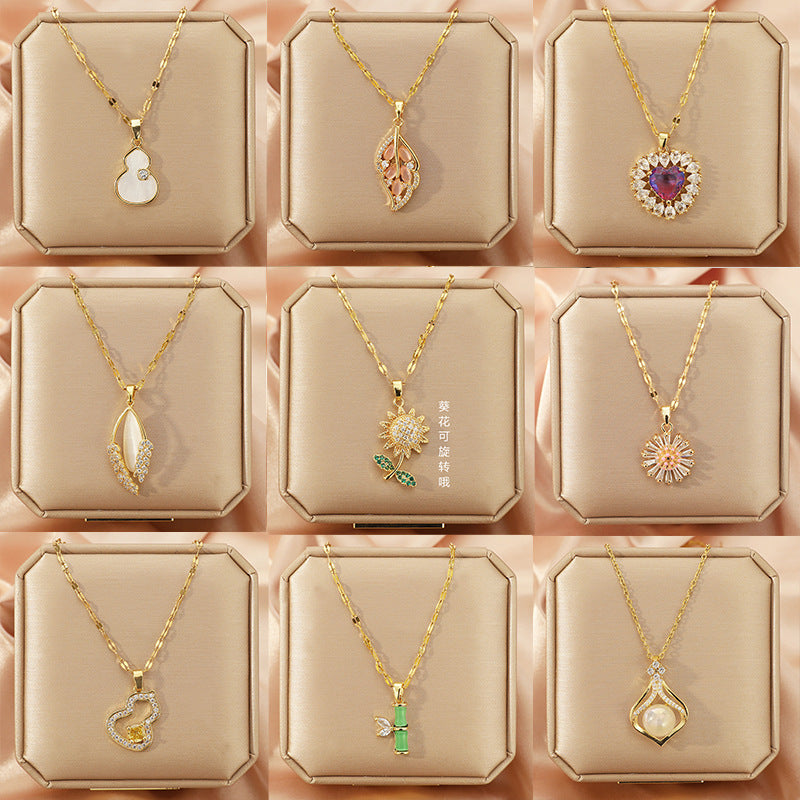 Japanese and Korean wind titanium steel necklace women's light luxury niche design high sense versatile collarbone chain love pendant jewelry wholesale