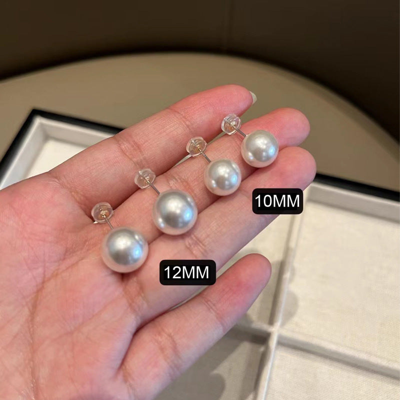 Miss Fanhua Wang's same 12mm Shi Jiaao white pearl stud earrings hypoallergenic earrings
