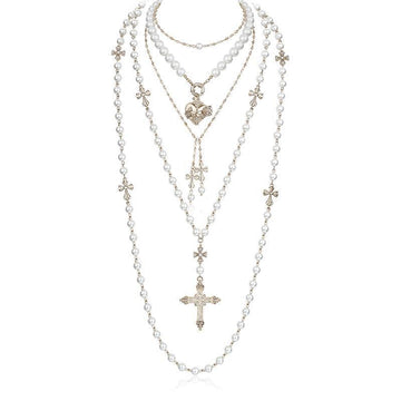 Stacked Punk Love Pearl  Light Luxury Niche Long Versatile Necklace Sweater Chain Personality Trend Others