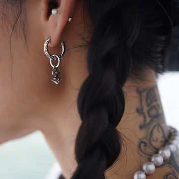 Water lilies live forever, original design earrings English planet elements versatile pendant stud earrings dual-purpose