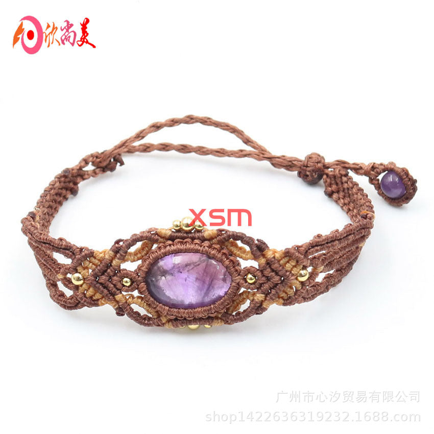 European and American fresh and sweet natural crystal hand-woven bracelet adjustable light luxury niche exquisite girls bracelet