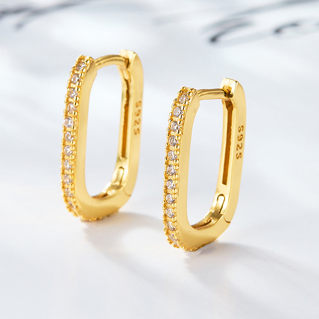 S925 silver earrings u-shaped inlaid zircon ear buckles ins light luxury high-end earrings wholesale  European and American jewelry women