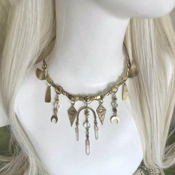 欧美饰品多元素吊坠项链复古金色女神气质小众高级感设计项饰