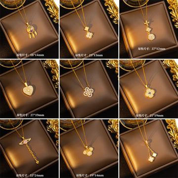 four-leaf clover necklace women's titanium steel real gold electroplating Internet celebrity high-end flower exquisite sweater chain decoration