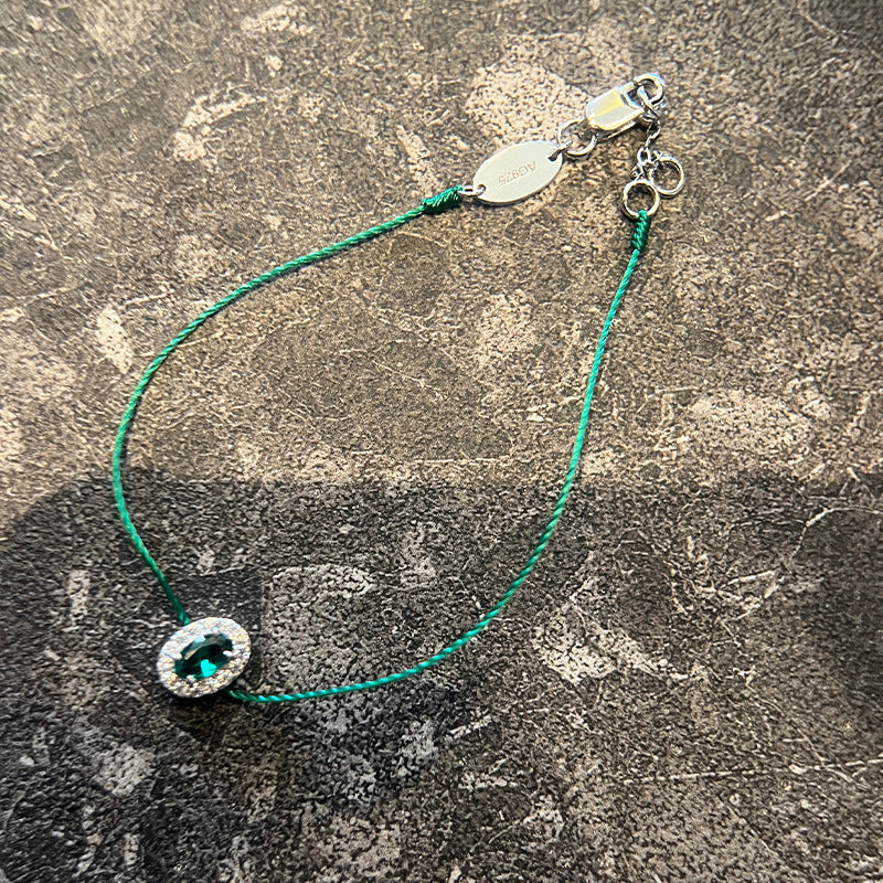 Spring and summer Seiko silver and eberyl braided rope bracelet surrounded by emerald sapphire oval diamond hand rope live hit