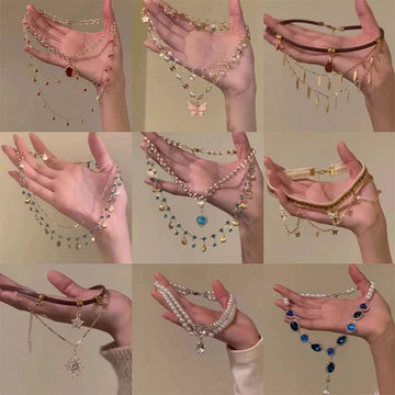 2025 new multi-layer fringed zircon necklace ins trendy design double-layer stacked collarbone chain temperament light luxury neck chain