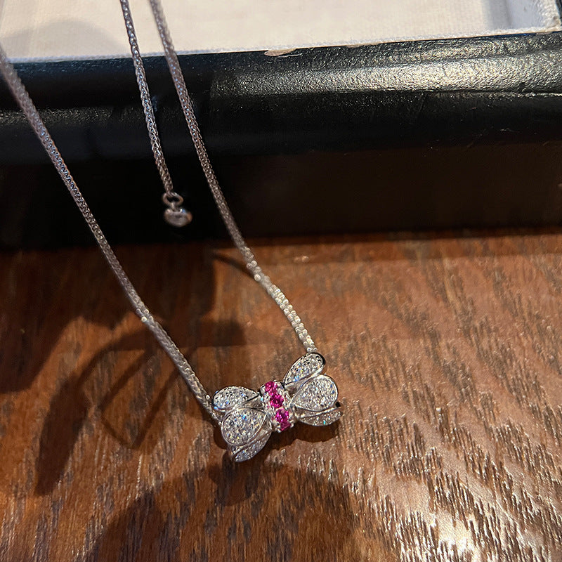 The 925 silver ruby Xiaoman waist necklace is exquisitely inlaid with diamonds, lotus buckle pendant, clavicle chain, live broadcast