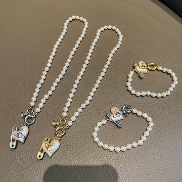 Seiko West Queen Mother pendant love pin pearl necklace gold silver heavy feel niche fashionable jewelry