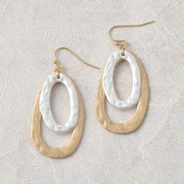 Gold sand silver two-color electroplating irregular oval geometric earrings, Amazon hot-selling women's earrings earrings