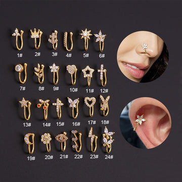 2023 new micro-inlaid zircon U-shaped nose clip, ear bone clip, popular in Europe and America without holes, punctured nose ring, foreign trade jewelry