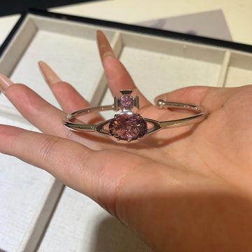 High version of the Queen Mother of the West Limited Purple Diamond Saturn Dreamcatcher Bracelet Hollow Oval Diamond Opening Adjustable Bracelet