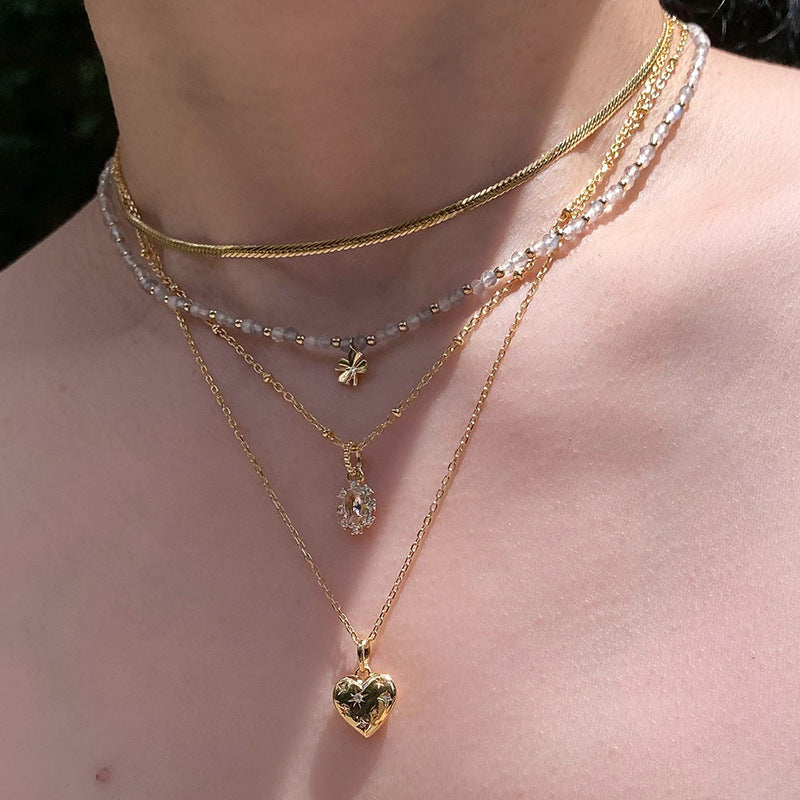 popular medieval stacking wearing Xingmang love flash diamond collarbone chain flash diamond necklace versatile necklace