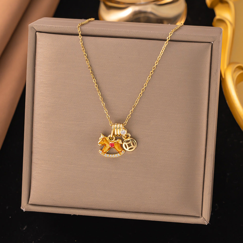 [New 4] 2025 sparkling zircon pendant necklace women's fashion light luxury niche high-end clavicle chain