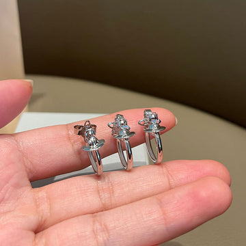 Queen Mother of the West, semi-three-dimensional rings, Saturn earrings, simple niche earrings, high-end earrings