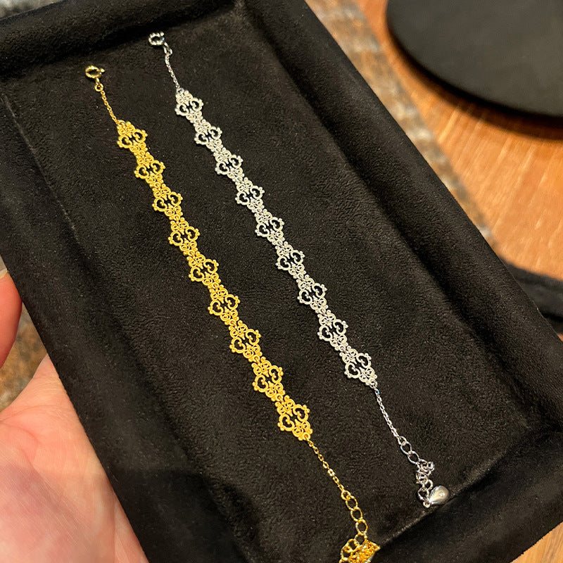 New Chinese ancient method hollow floating cloud bracelet, silver gold-plated Seiko matte Ruyi stitching, stacked hand ornaments, yellow gold flat replacement