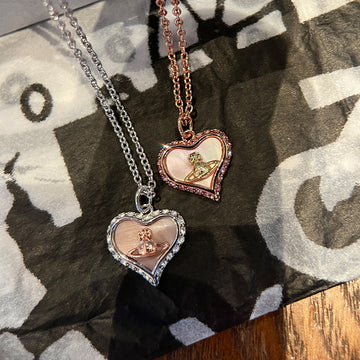 The popular Queen Mother of the West natural pink shell heart necklace heartbeat pendant gold silver neck chain clavicle chain sense of luxury