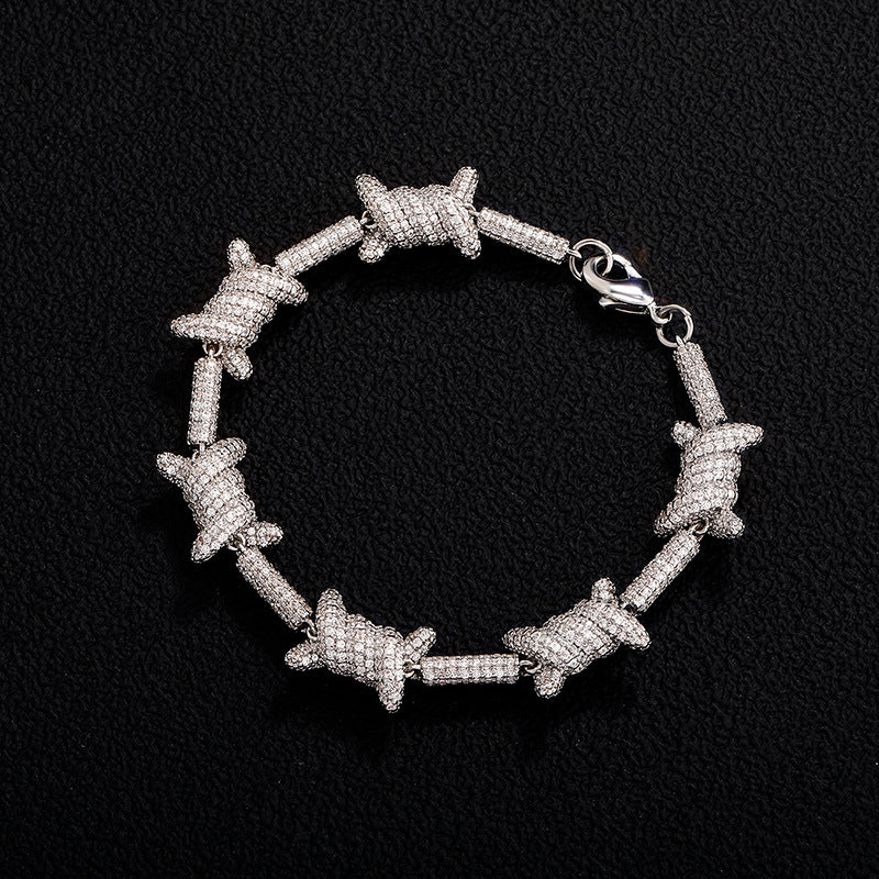 INS European and American hip-hop color-preserving wire thorn chain necklace men's personality trend bracelet wholesale