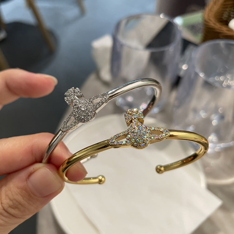 Queen Mother West Seiko full of diamond Saturn bracelet burst sparkle diamond opening Saturn bracelet live broadcast hit