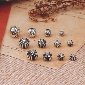 Chao classic Kluo heart bracelet bracelet 925 silver distressed Thai silver accessories DIY silver cross loose beads solid