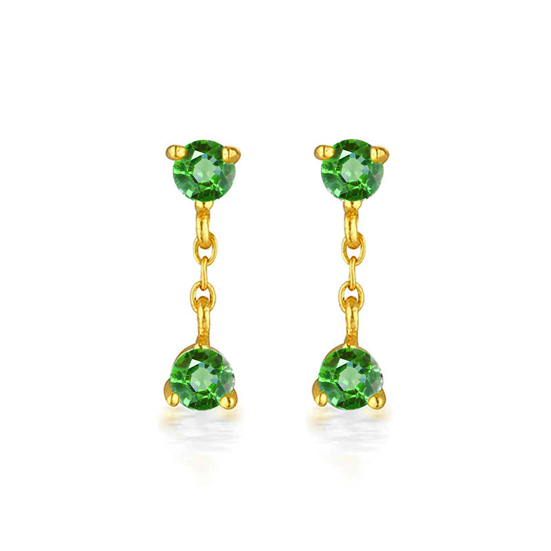 Hot-selling European and American emerald earrings women's fashion simple and versatile geometric earrings set s925 silver needle earrings