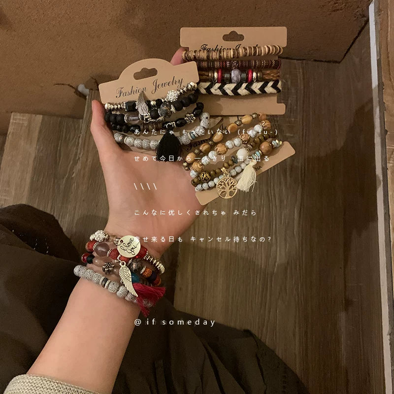 Bohemian Exotic Ethnic Style Beaded Bracelet Women's 2025 New Personality Stacked Wearing Jewelry Premium Sense Versatile