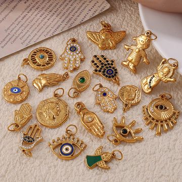 European and American DIY pendant necklace pendant accessories stainless steel plated 18K gold palm eye pendant pendant accessories