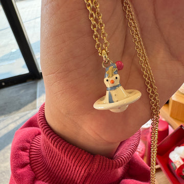 The Queen Mother of the West second-hand little snowman necklace Christmas series three-dimensional orb Saturn pendant a two-wear sweater chain