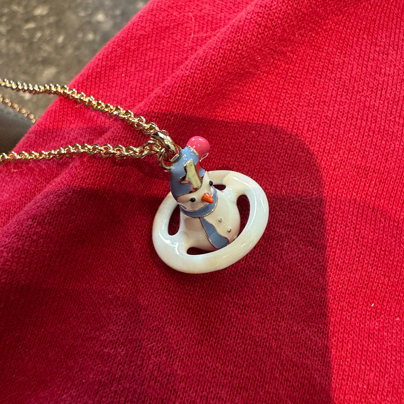 The Queen Mother of the West second-hand little snowman necklace Christmas series three-dimensional orb Saturn pendant a two-wear sweater chain