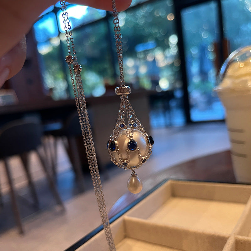 Live broadcast explosive net pocket pearl necklace double stretch length adjustable Australian white 16mm non-porous bead jewelry replacement