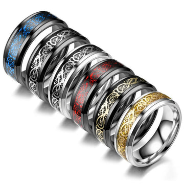 popular jewelry, dragon pattern ring, trendy versatile titanium steel ring, wholesale of European and American fashion men's rings
