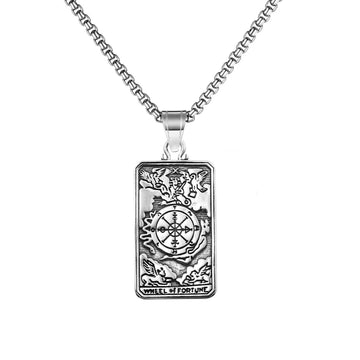 Original jewelry wholesale, European and American retro tarot pendant titanium steel relief pendant necklace,