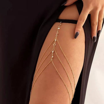 European and American r new hot-selling multi-chain leg chain gold sexy thigh chain women's diamond multi-layer bead chain body chain