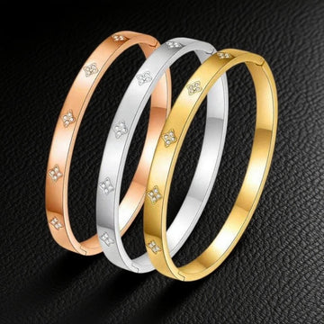 Europe and the United States  diamond-encrusted titanium steel bracelet popular simple fashion light luxury stainless steel bracelet does not fade jewelry wholesale