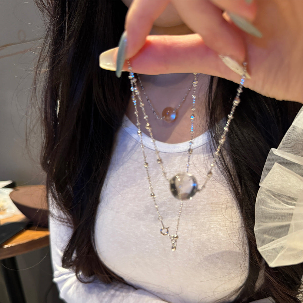 Live broadcast explosive heavy industry fairy link Lutong white crystal necklace 16MM net body small light bulb pendant jewelry replacement