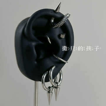 Satan's Child, Rebellious Cool Cover, Titanium Steel Punk Earrings, Earrings, Earbone Studs, Earrings, Earrings for Men and Women