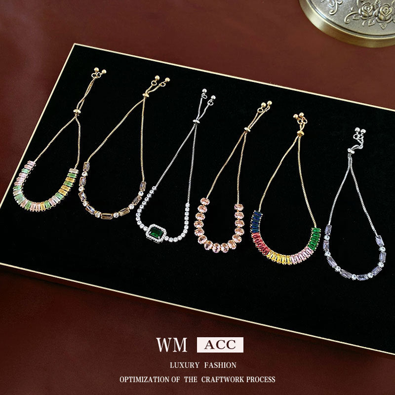 popular zircon bracelet light luxury niche exquisite high-end pull adjustable jewelry jewelry women