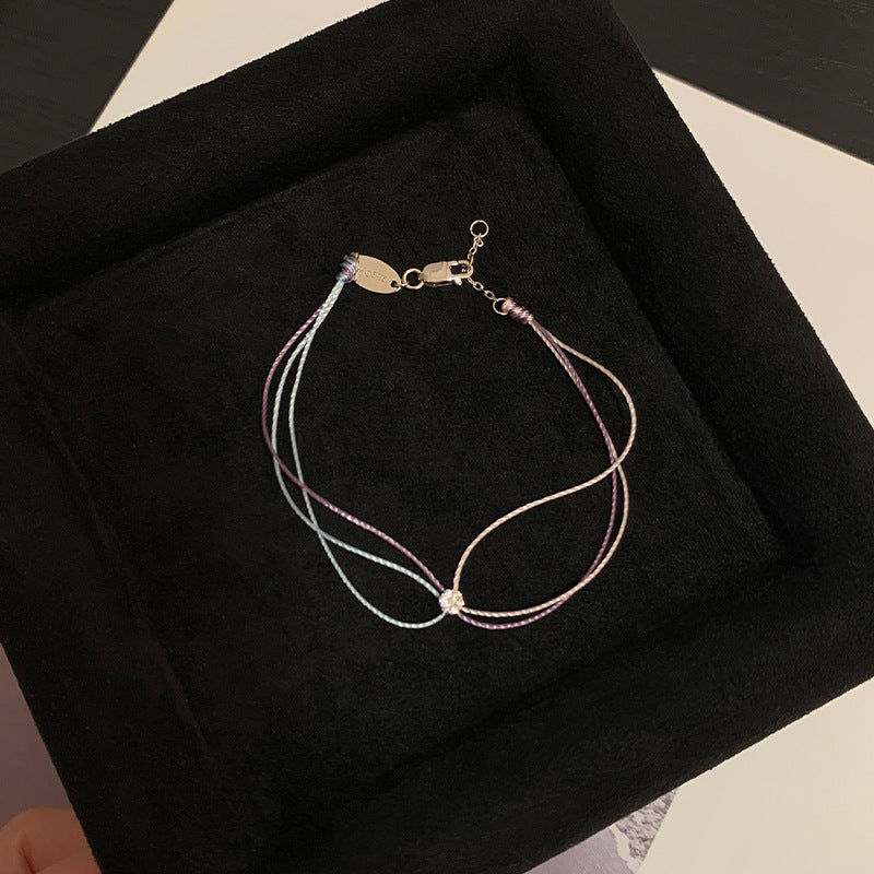 The live broadcast hit lavender gray three-color rope bracelet mini flash diamond ultra-fine multi-layer bracelet classic hand ornament