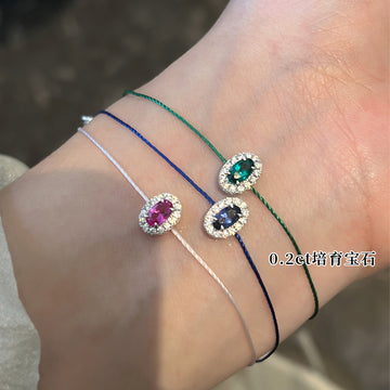 Spring and summer Seiko silver and eberyl braided rope bracelet surrounded by emerald sapphire oval diamond hand rope live hit