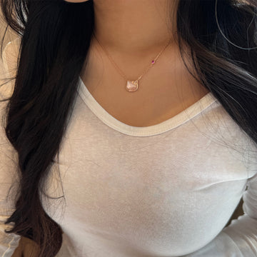 Live broadcast popular pink shell kitten necklace 925 silver natural fritillary KT cat pendant sweet girly necklace