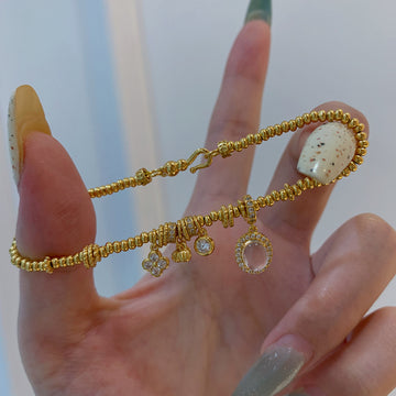 Live broadcast explosive 925 silver water foam jade disc wrap bracelet new Chinese full diamond four-leaf clover running ring bracelet gold replacement