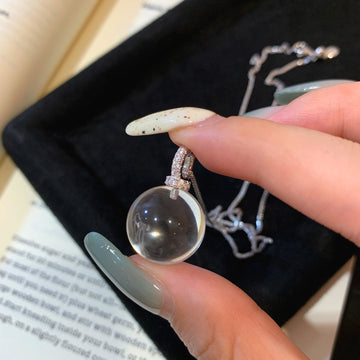 Live broadcast explosive 16MM white crystal sparkling diamond necklace 925 silver pacifier universal buckle clean body small bulb pendant necklace