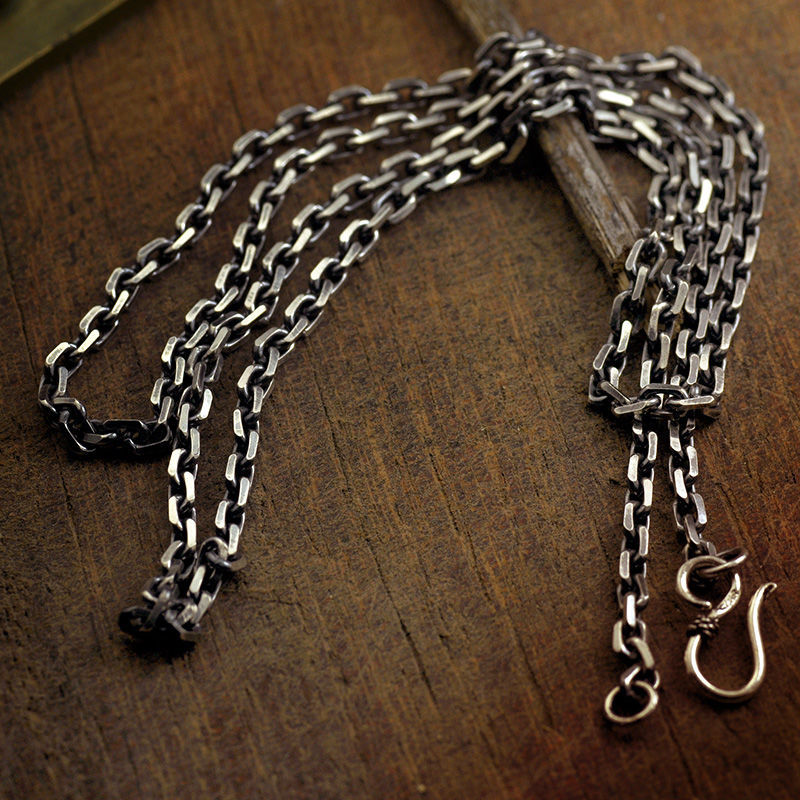 3mm Taijiao Chain 5mm Distressed Vintage Thai Silver Clavicle Necklace Men's and Women's Chain