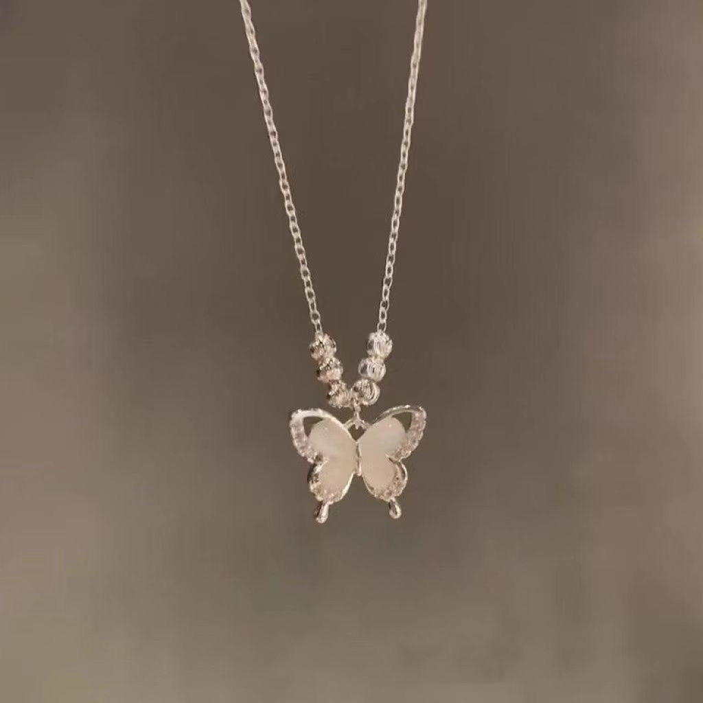 Cold wind ice through opal butterfly necklace exquisite high value with skirt collarbone chain woman