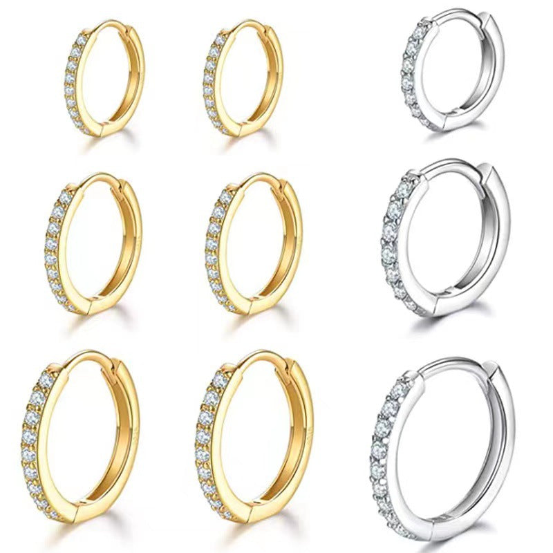 European and American fashion hot-selling ear buckles women's micro-inlaid zircon design sense earrings versatile temperament ear bone earrings wholesale