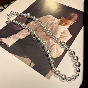 Minimalist Danish Lie beaded gold and silver irregular bead necklace design sense fashionable clavicle chain ins