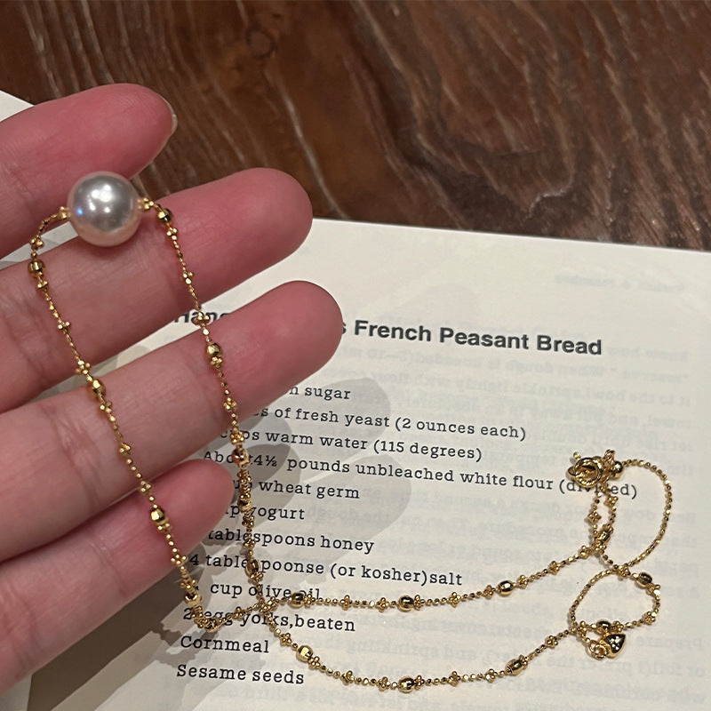 Live broadcast explosive flash fairy chain, single pearl necklace, 925 silver Shijia pearls, versatile commuter jewelry replacement